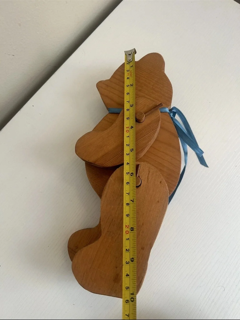 Wooden Bear Folk Art Sitting Wood Figure w Articulating Moving Arms Legs